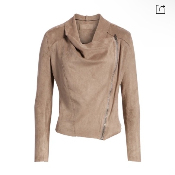 Blank NYC Drape Front Faux Suede Tan Jacket Size Large - Picture 2 of 8